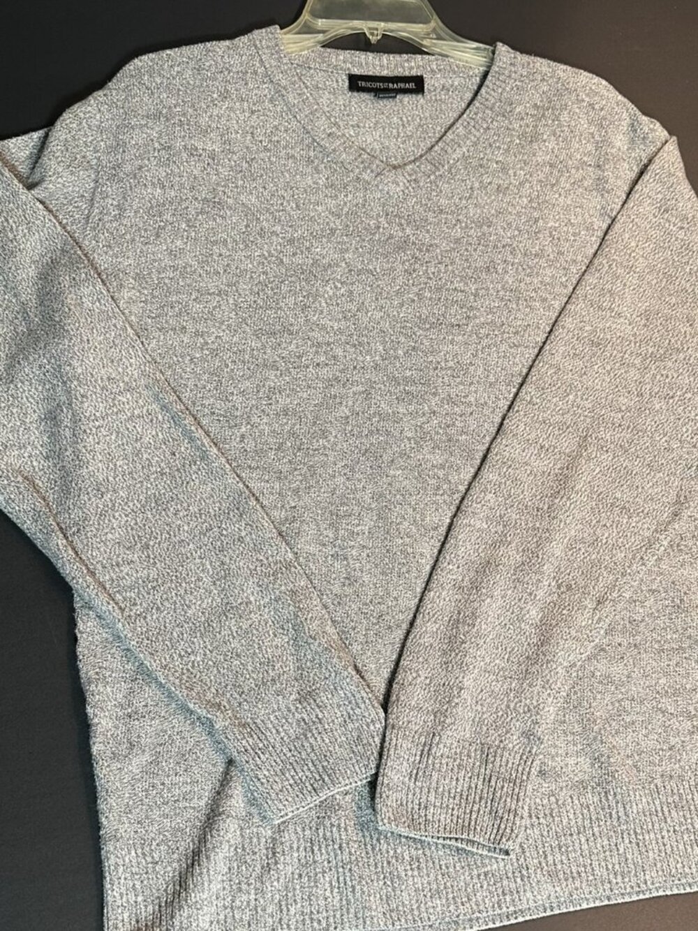 Tricots St Raphael Gray Heather V-Neck Sweater L